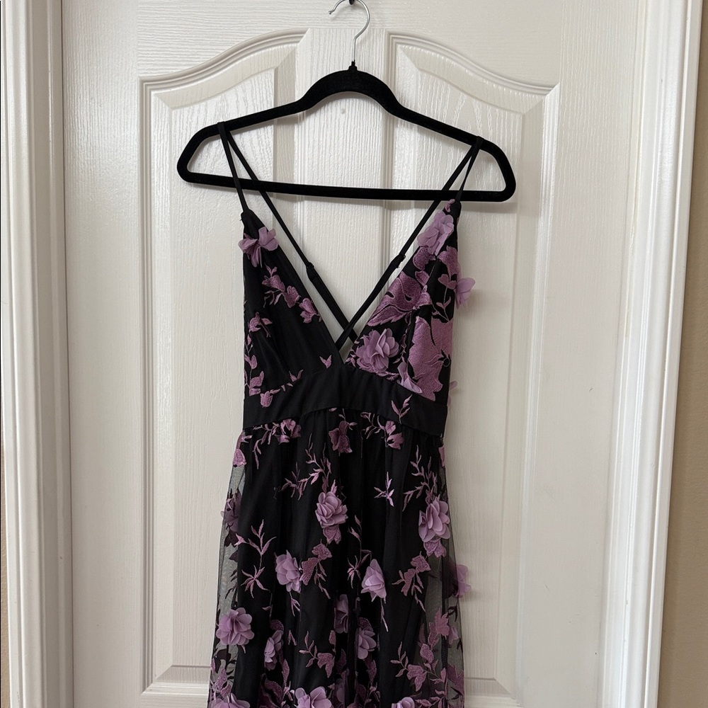 VENUS Black and Purple Asymmetrical Dress